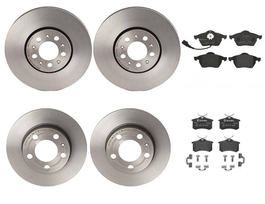 VW Brakes Kit – Pads & Rotors Front and Rear (288mm/232mm) (Low-Met) 8E0698451L – Brembo 4191606KIT