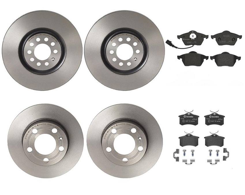 Audi VW Brakes Kit – Pads &  Rotors Front and Rear (312mm/232mm) (Low-Met) 8N0615301A – Brembo 4191608KIT