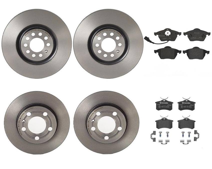 Audi Brake Kit – Pads and Rotors Front and Rear (312mm/239mm) (Low-Met) 8N0615301A – Brembo 4191610KIT