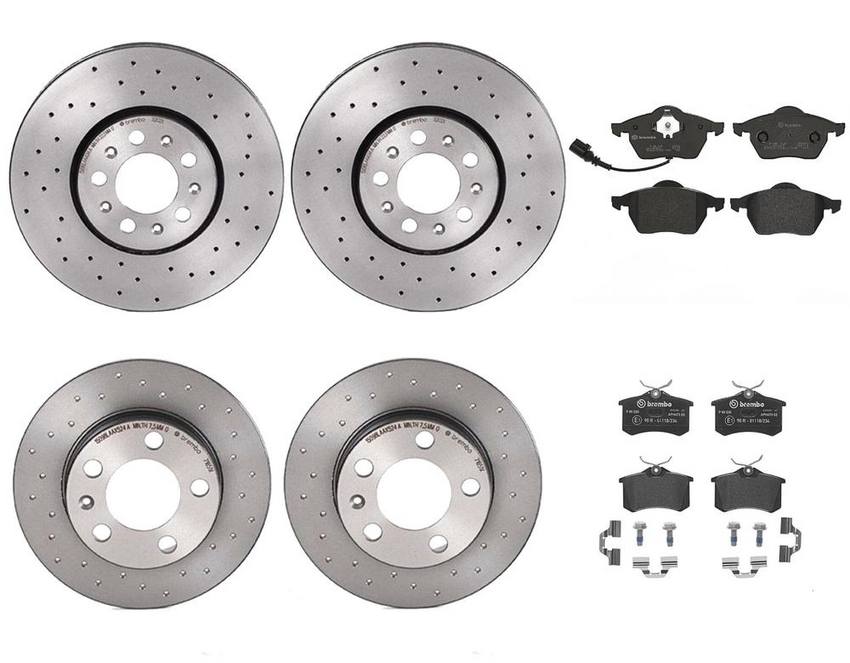 VW Brakes Kit – Pads & Rotors Front and Rear (288mm/232mm) (Low-Met) 8E0698451L – Brembo 4191613KIT