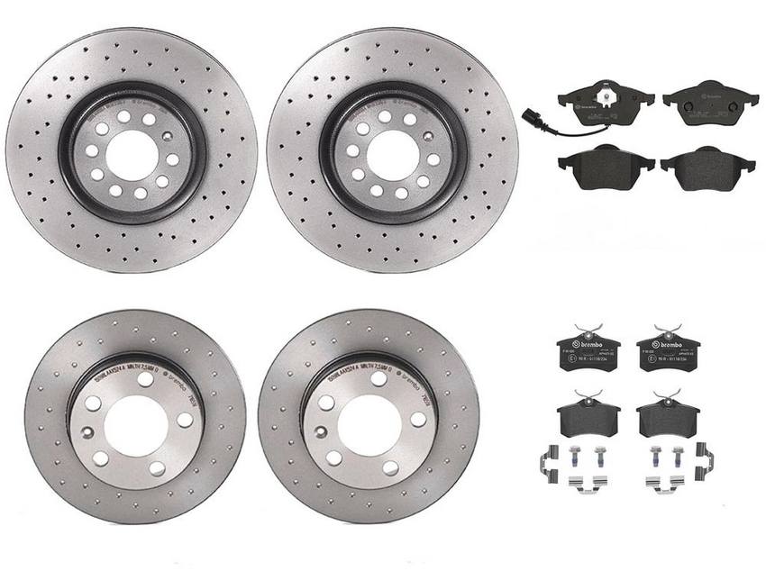 Brembo Brake Pads and Rotors Kit – Front and Rear (312mm/232mm) (Low-Met)