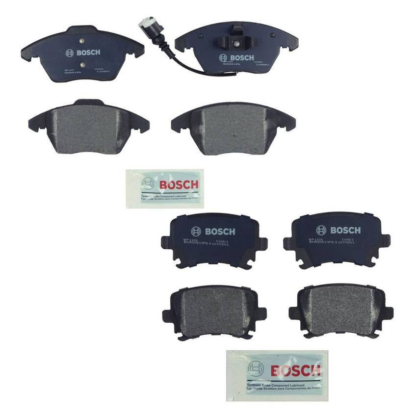 Audi Volkswagen Disc Brake Pad Set Kit – Front and Rear (Semi-Metallic) 1K0698151E