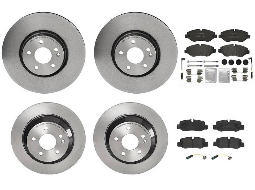 Mercedes Brakes Kit – Pads & Rotors Front and Rear (330mm/300mm) (Low-Met) – Brembo 4196714KIT