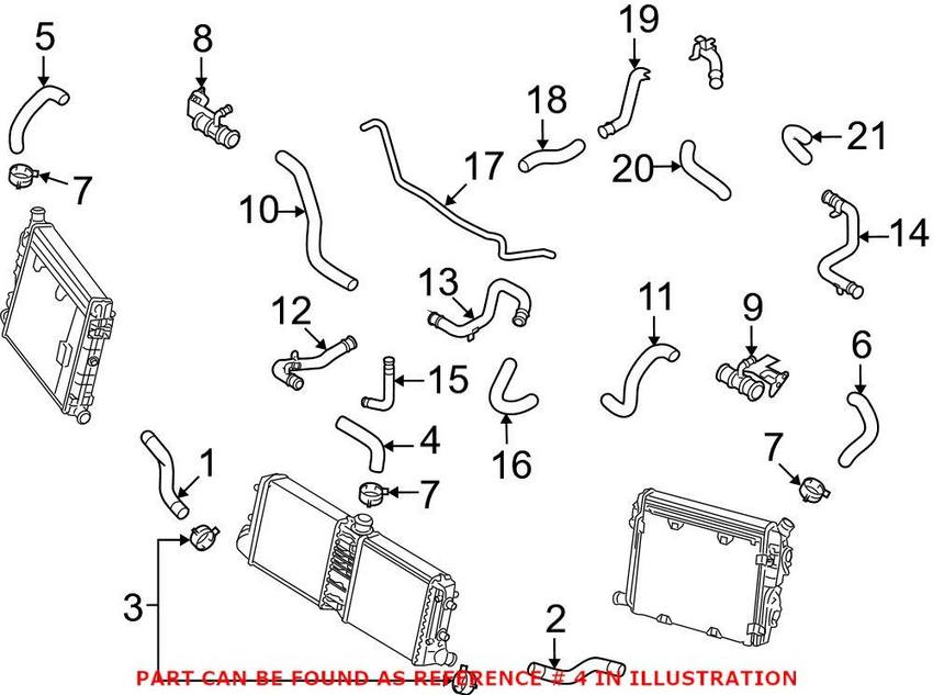 Audi Radiator Coolant Hose – Center Upper 420121054B