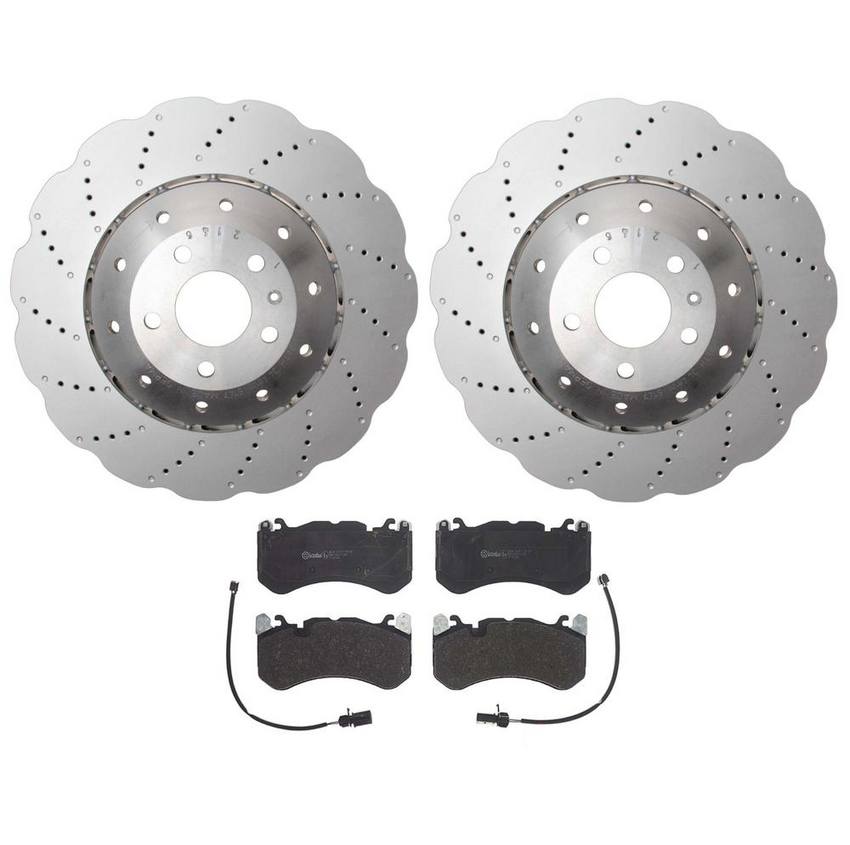 Audi Brake Pad and Rotor Kit – Front (390mm) (Wavy) (Low-Met) 4G0615301AH