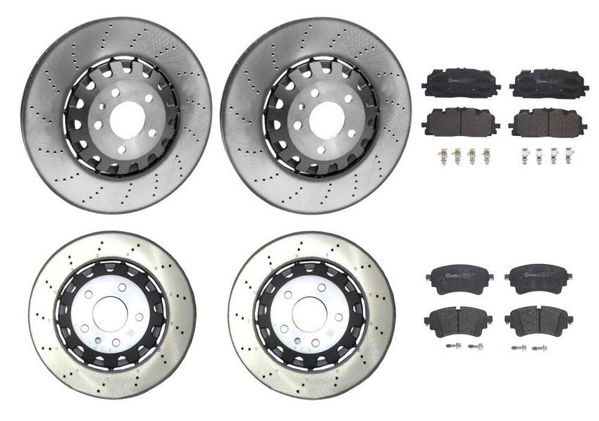 Audi Brake Pad and Rotor Kit – Front and Rear (375mm/330mm) (Low-Met) 8W0615601G