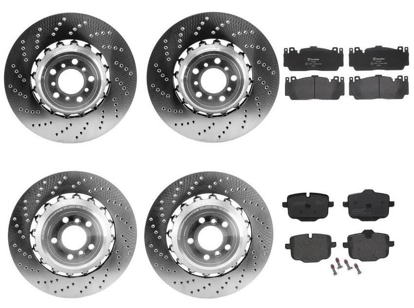 BMW Brake Pad and Rotor Kit – Front and Rear (400mm/400mm) (Low-Met) 34112284101