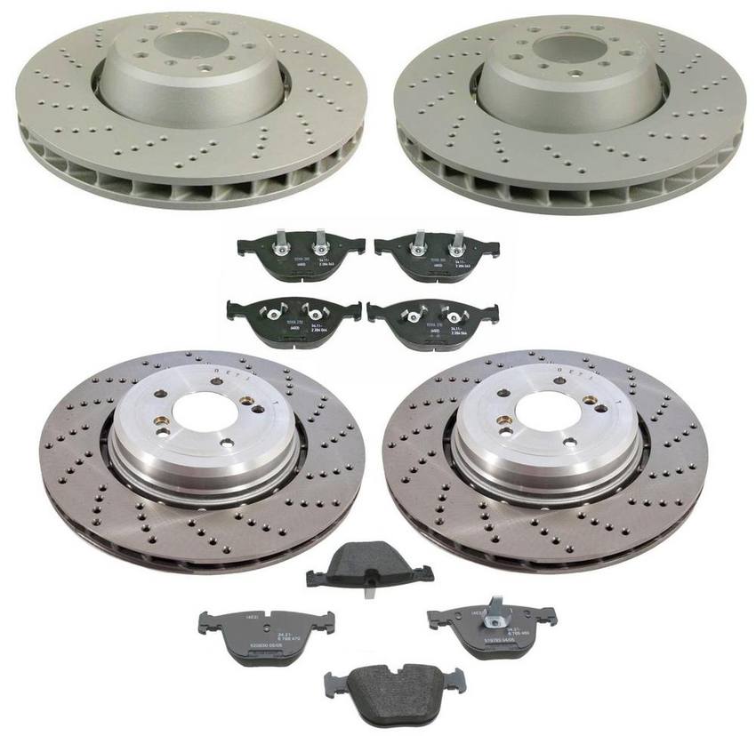 BMW Brake Pad and Rotor Kit – Front and Rear (374/370mm) 34212282805