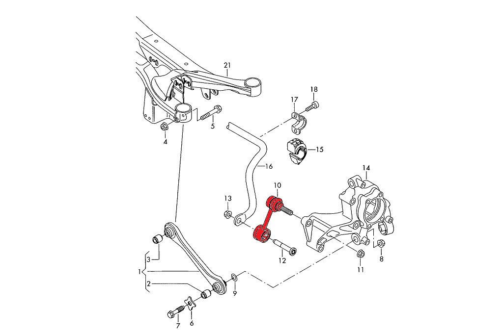Rear sway bar adjustable end links MQB - Audi 8S TT TTS TTRS RS3 S3 A3 8V 8.5V Golf Mk7