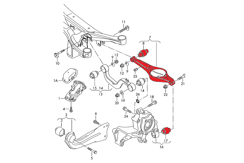 Adjustable rear replacement uniball arm for spring wishbone Audi TT TTS TTRS 8J RS3 S3 A3 8P Golf MK5 MK6 Scirocco