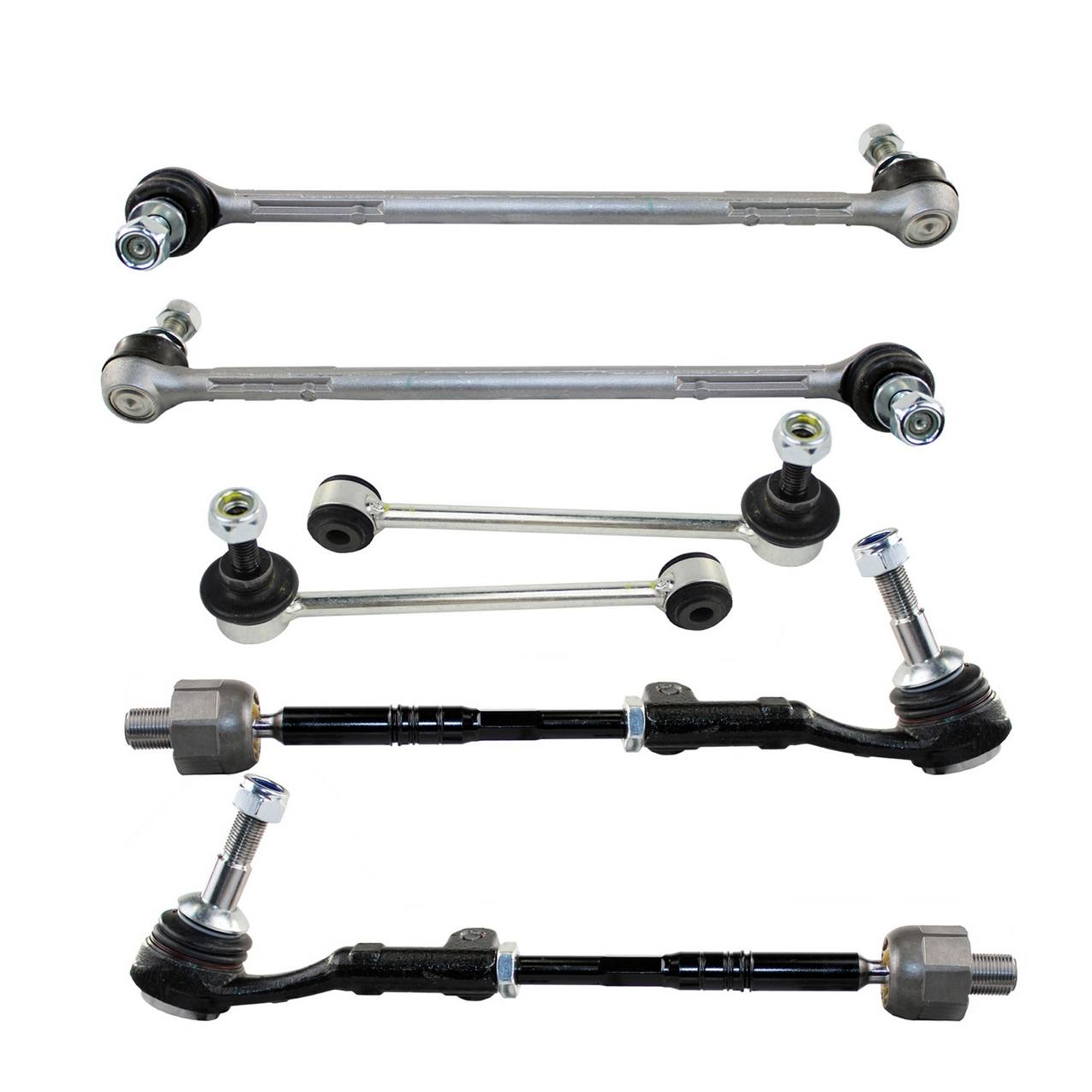 BMW Steering Tie Rod End Kit (Front and Rear Sway Bar Links) (Left and Right Tie Rod Assemblies) (ZF Steering)