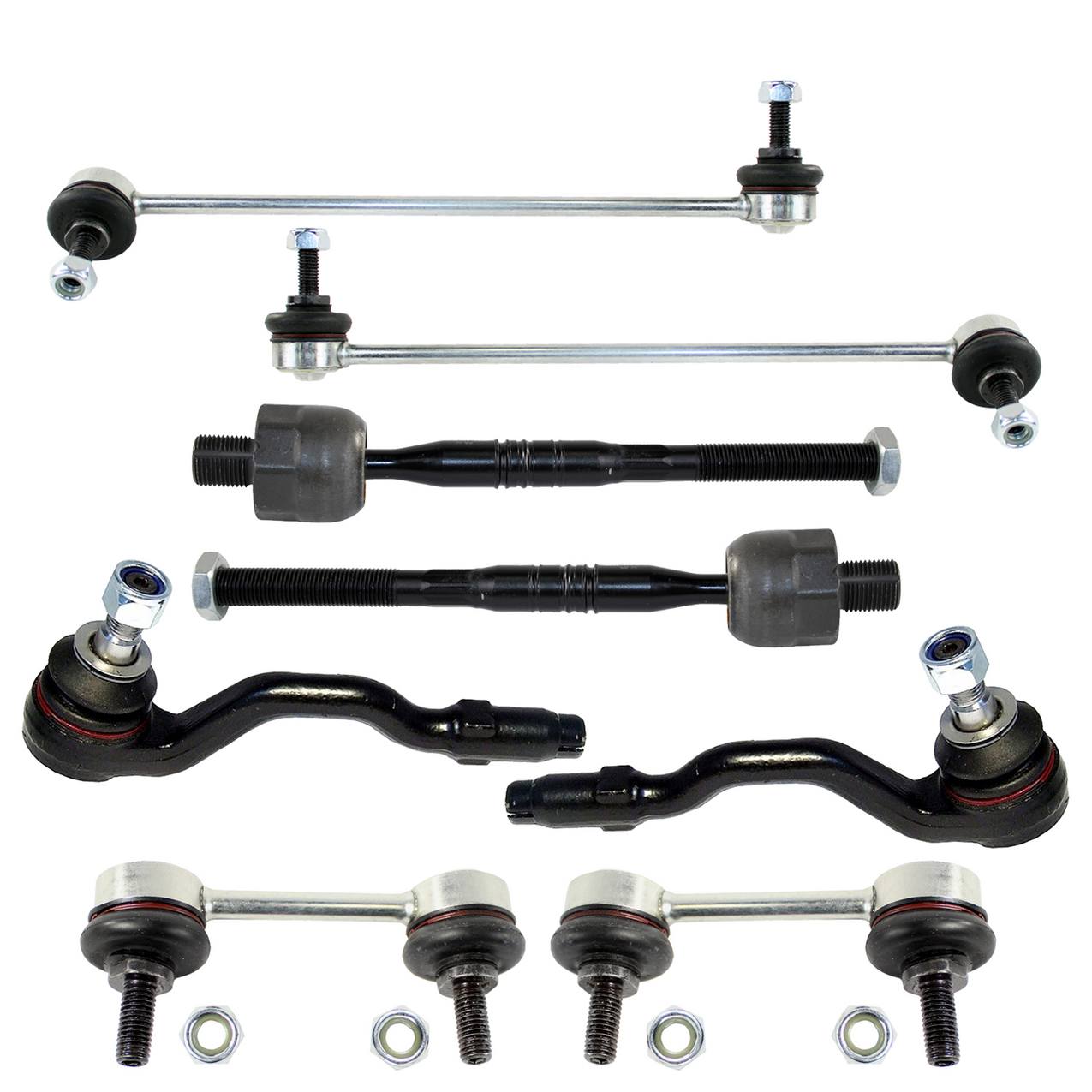 BMW Steering Tie Rod End Kit (Front and Rear Sway Bar Links) (Inner and Outer Tie Rod Ends)