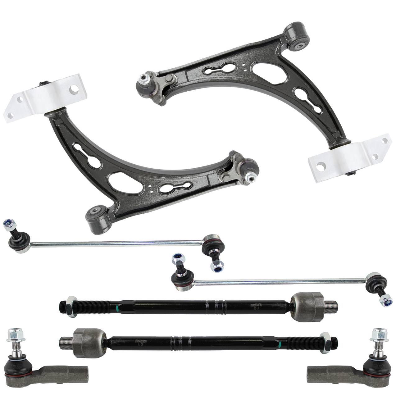 Audi Volkswagen Suspension Control Arm Kit – Front (Lower Control Arms) (Inner and Outer Tie Rod Ends)