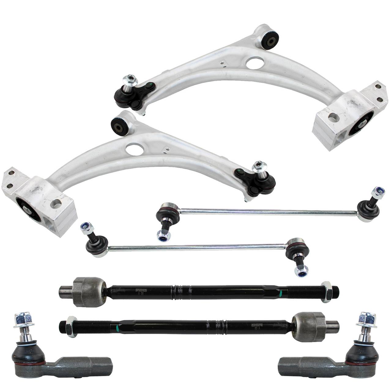 Audi Volkswagen Suspension Control Arm Kit – Front (Lower Control Arms) (Inner and Outer Tie Rod Ends)