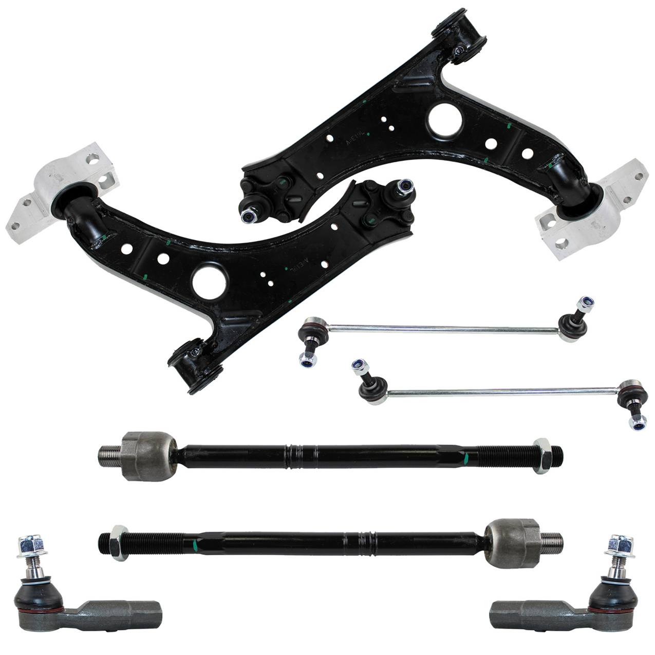 Audi Volkswagen Suspension Control Arm Kit – Front (Lower Control Arms) (Inner and Outer Tie Rod Ends)