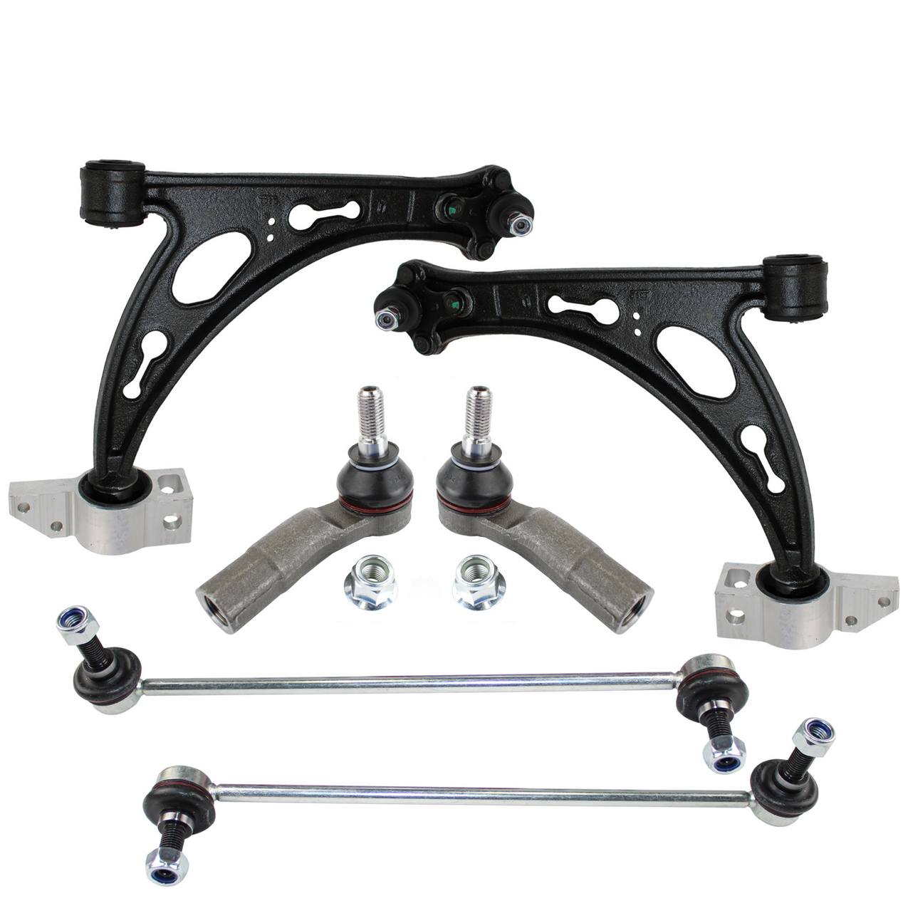 Audi Volkswagen Suspension Control Arm Kit – Front (Lower Control Arm) (Front Stabilizer Bar Link) (Outer Steering Tie Rod End)