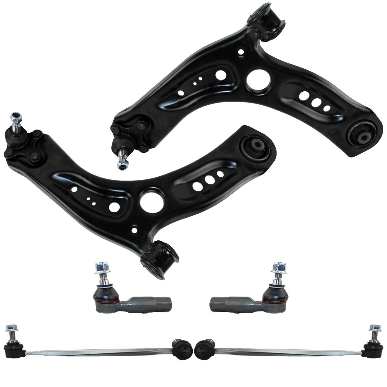 Audi Suspension Control Arm Kit – Front (Lower Control Arm) (Outer Tie Rod End) (Front Stabilizer Bar Link)