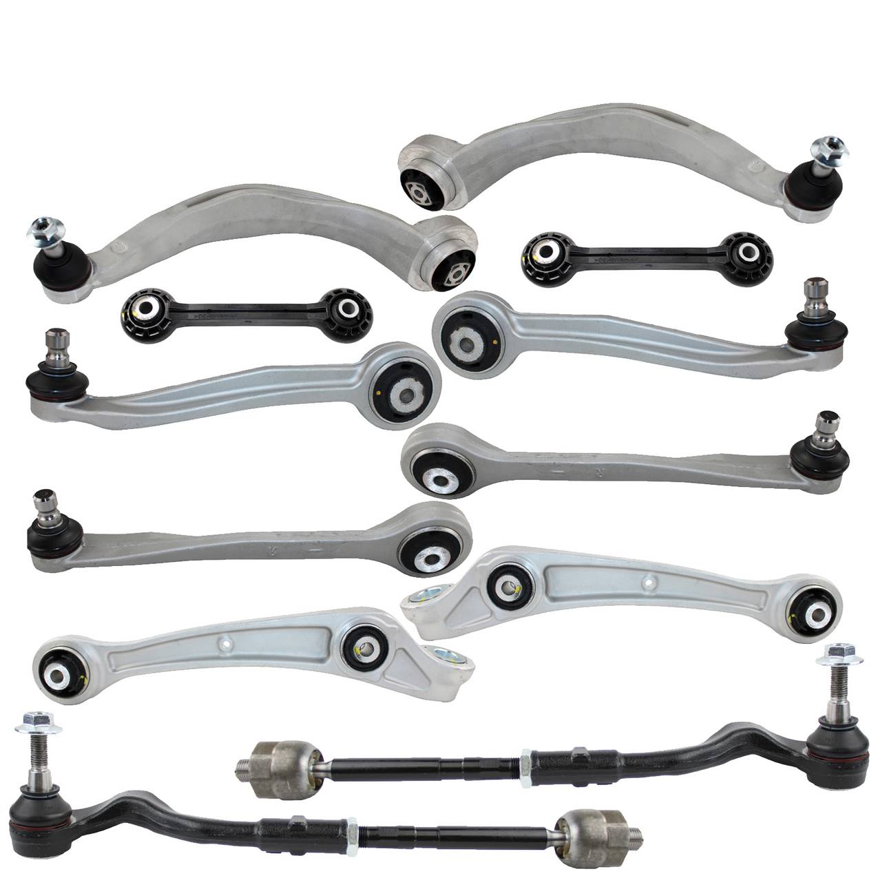 Audi Suspension Control Arm Kit – Front (Upper and Lower Control Arms) (Forward and Rearward) (Plastic Stabilizer Sway Bar Links)