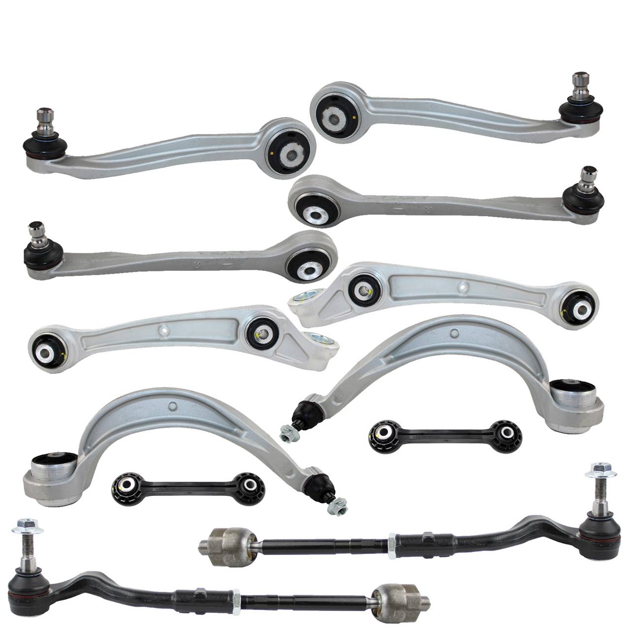 Audi Suspension Control Arm Kit – Front (Upper and Lower Control Arms) (Forward and Rearward) (Plastic Stabilizer Sway Bar Links)