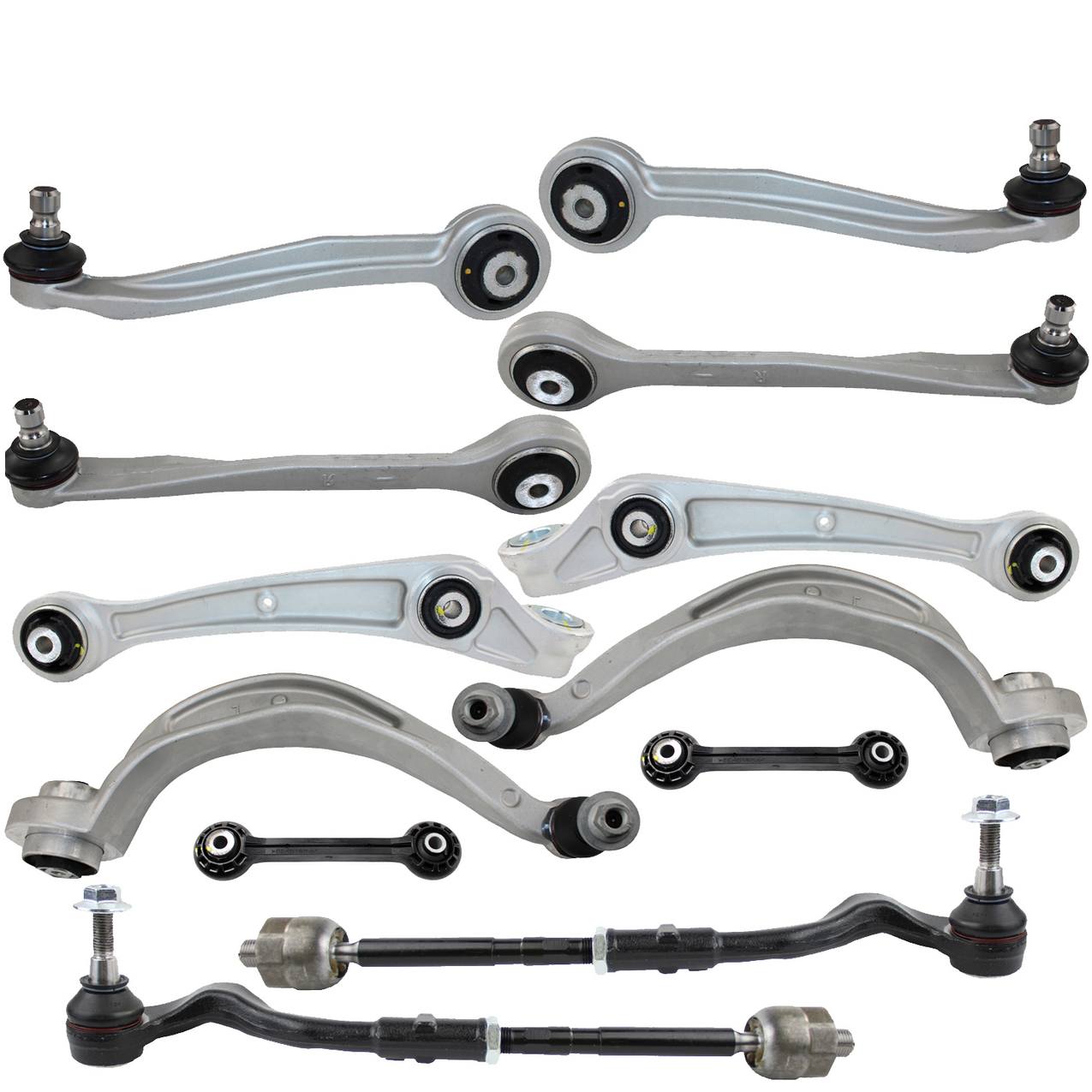 Audi Suspension Control Arm Kit – Front (Upper and Lower Control Arms) (Forward and Rearward) (Plastic Stabilizer Sway Bar Links)