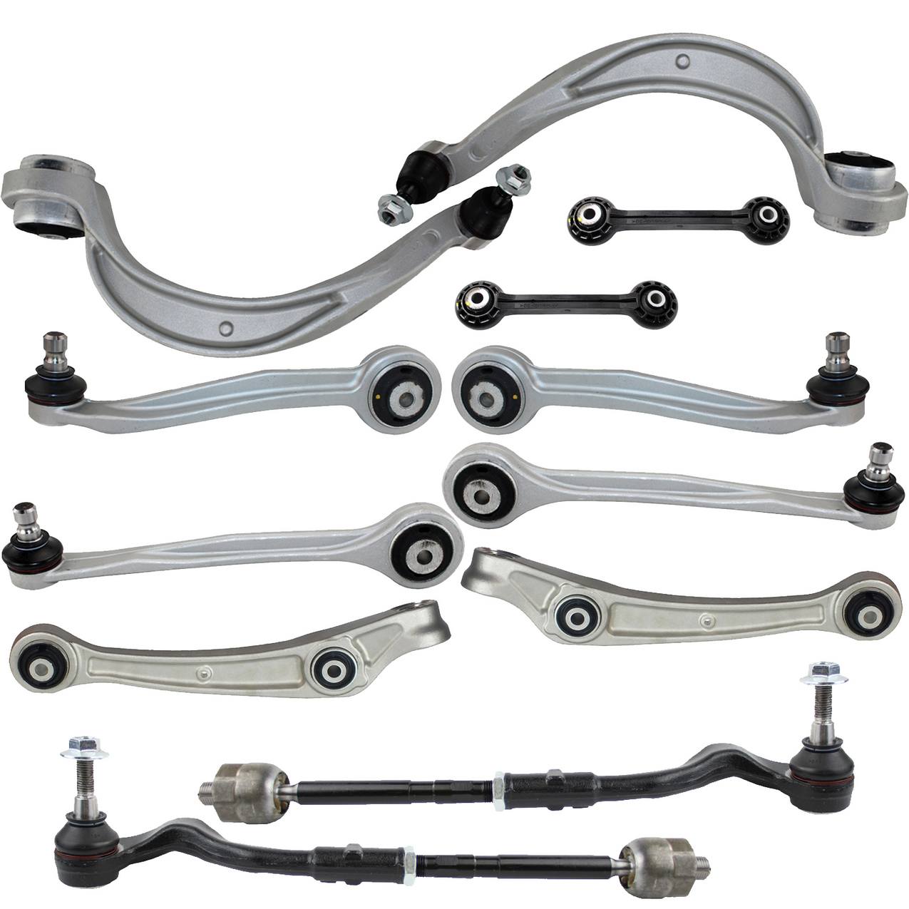 Audi Suspension Control Arm Kit – Front (Upper and Lower Control Arms) (Forward and Rearward) (Plastic Stabilizer Sway Bar Links)