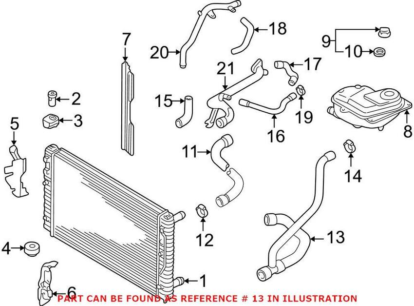 Audi VW Engine Coolant Hose 4B0121055F