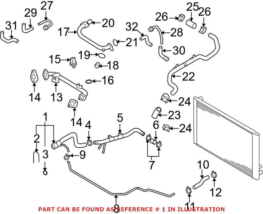 Audi Radiator Coolant Hose – Upper 4E0121101BS