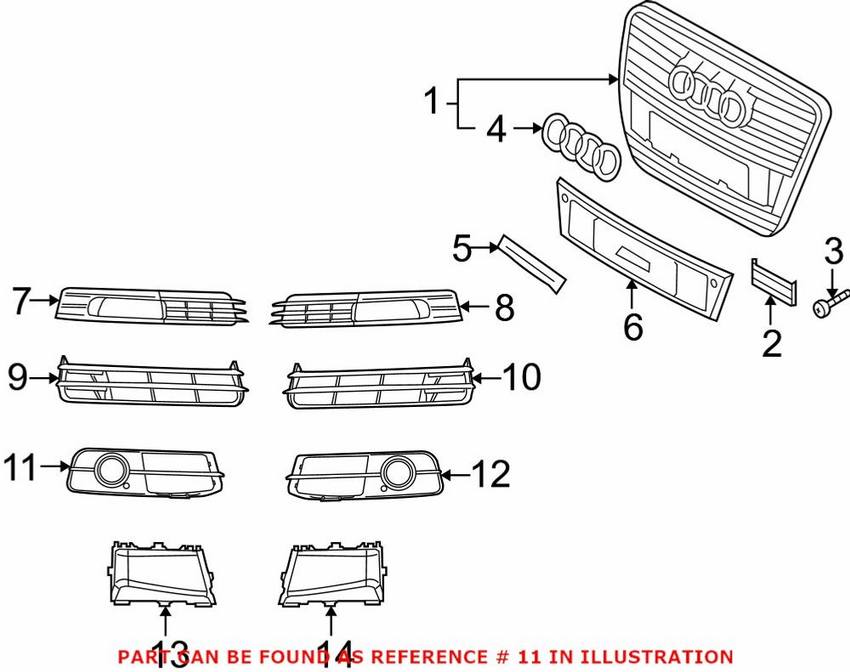 Audi Grille – Front Passenger Side Outer 4F0807682Q01C