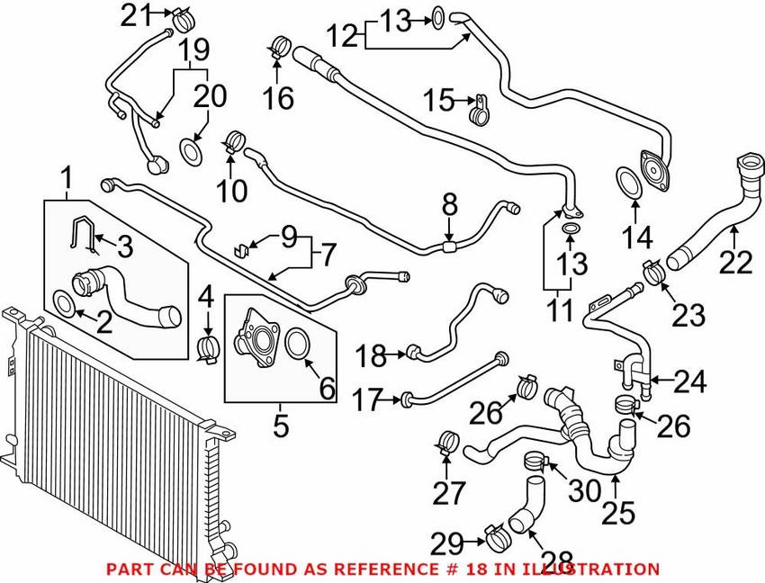 Audi Engine Coolant Pipe – Rear 4G0121081BT