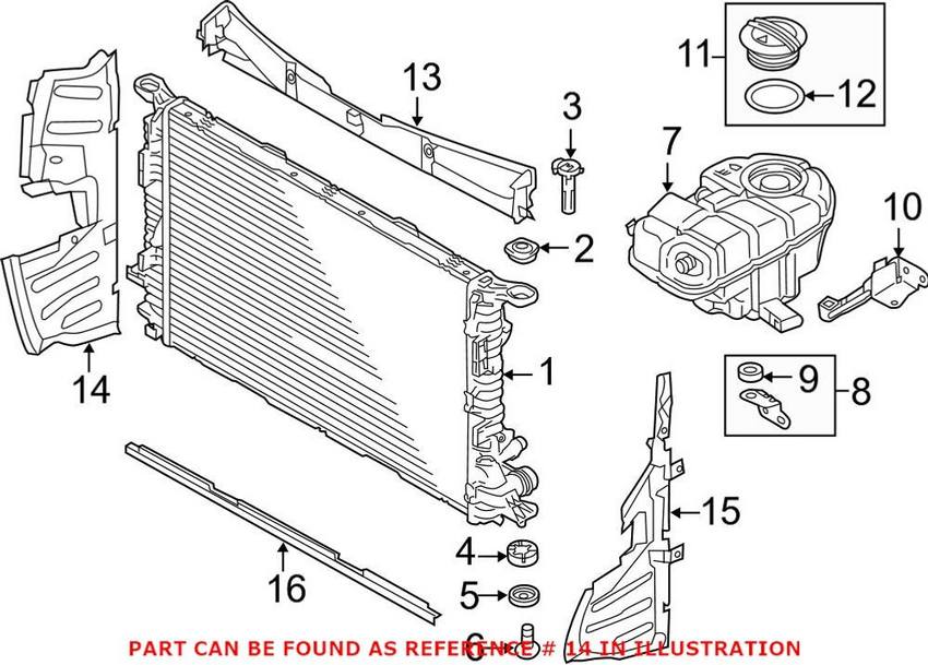 Audi Radiator Support Baffle – Passenger Side 4G0121284AB