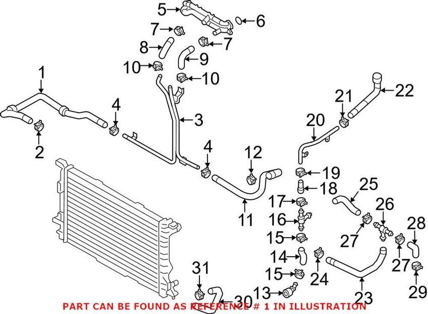 Audi Radiator Coolant Hose – Passenger Side 4G0145923C