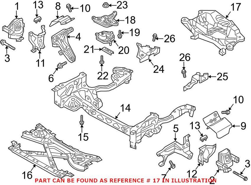 Audi Transmission Crossmember 4G0399263AC