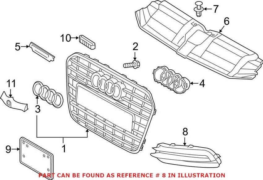 Audi Grille – Front Passenger Side 4G0807648AT94