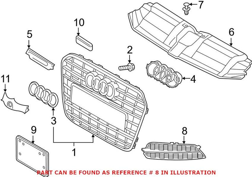 Audi Grille – Front Passenger Side 4G0807648CBMT