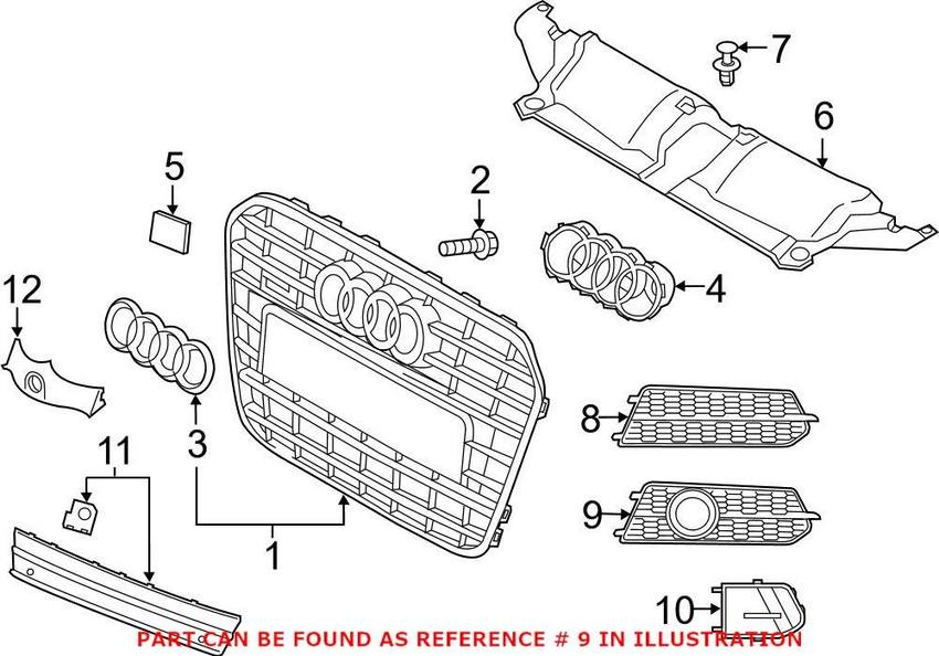 Audi Grille – Front Passenger Side 4G0807648E9B9