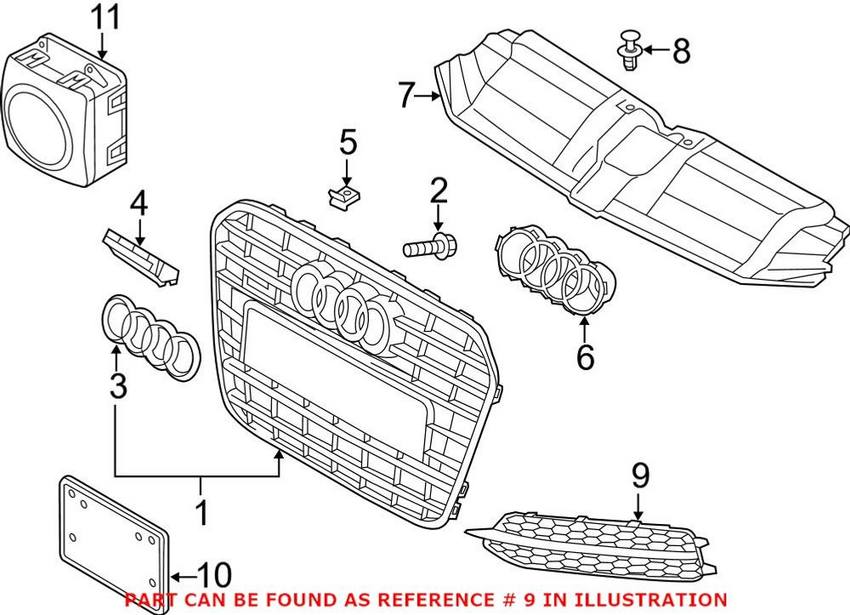 Audi Grille – Front Driver Side 4G0807681D9B9