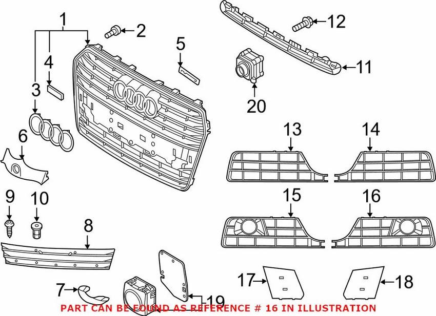 Audi Grille – Front Driver Side 4G8807647E9B9