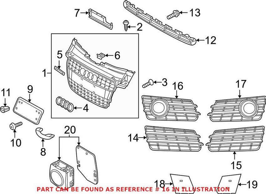 Audi Grille – Front Passenger Side Outer 4G8807648A9B9