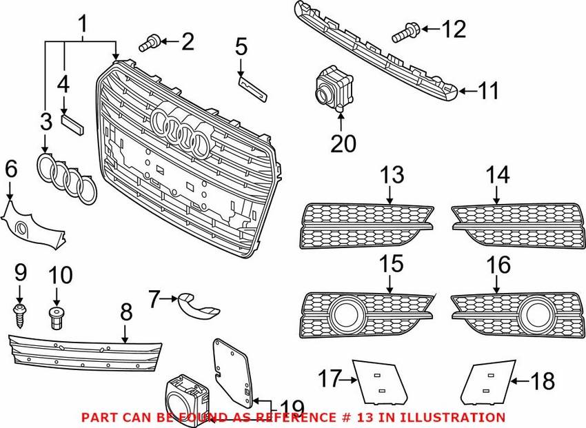 Audi Grille – Front Passenger Side 4G8807648FBMT