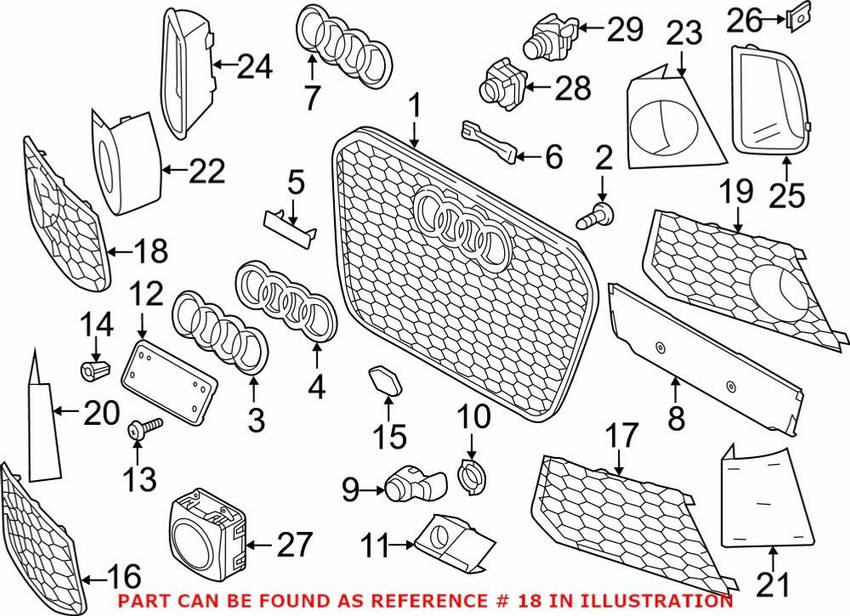 Audi Grille – Front Passenger Side 4G8807682GT94