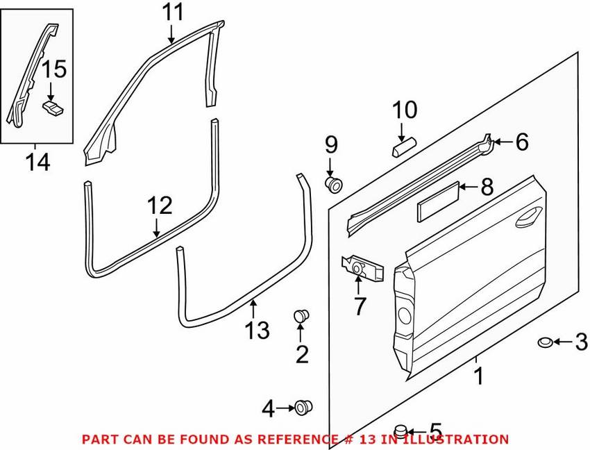 Audi Door Seal – Front Driver Side Outer 4G8837911