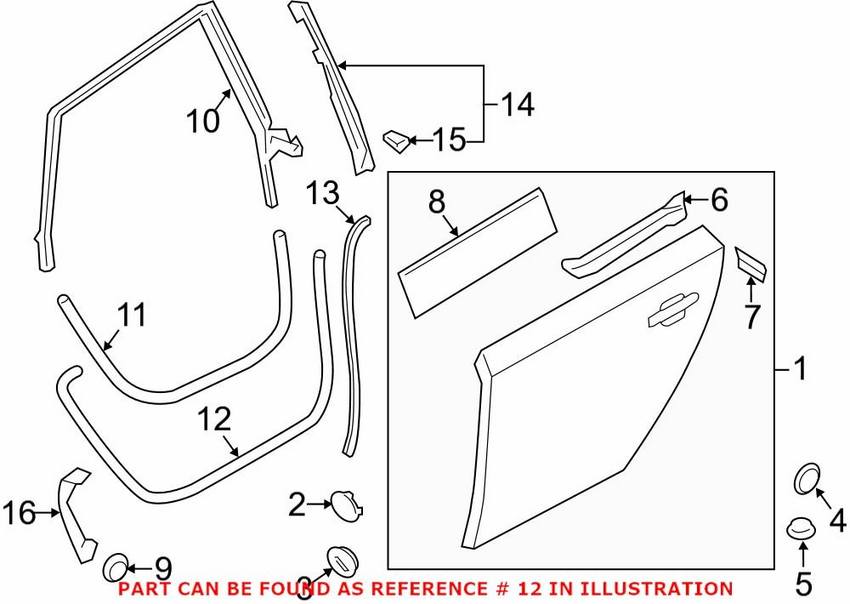 Audi Door Seal – Rear Driver Side