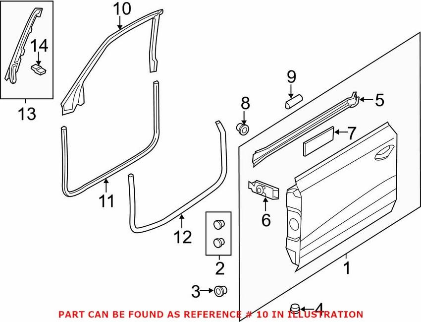 Audi Door Seal – Front Passenger Side Upper 4G8845354H