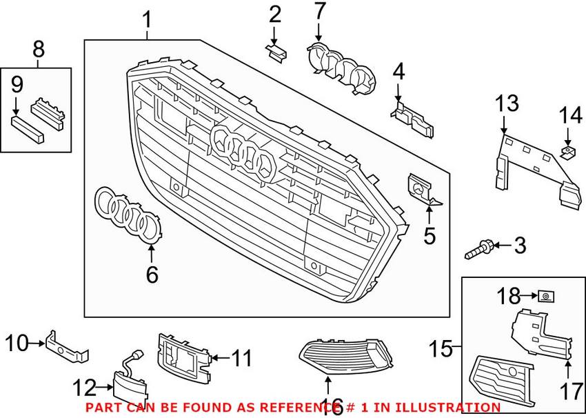 Grille – Front Upper (Without Adaptive Cruise) (Black)