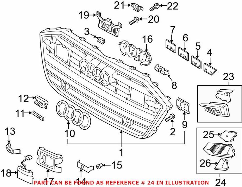 Audi Grille 4K8807647CRU6 – Genuine VW/Audi