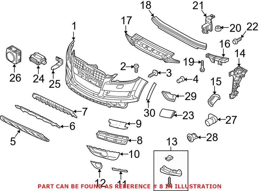 Audi Grille – Front Driver Side Lower 4L0807681B01C