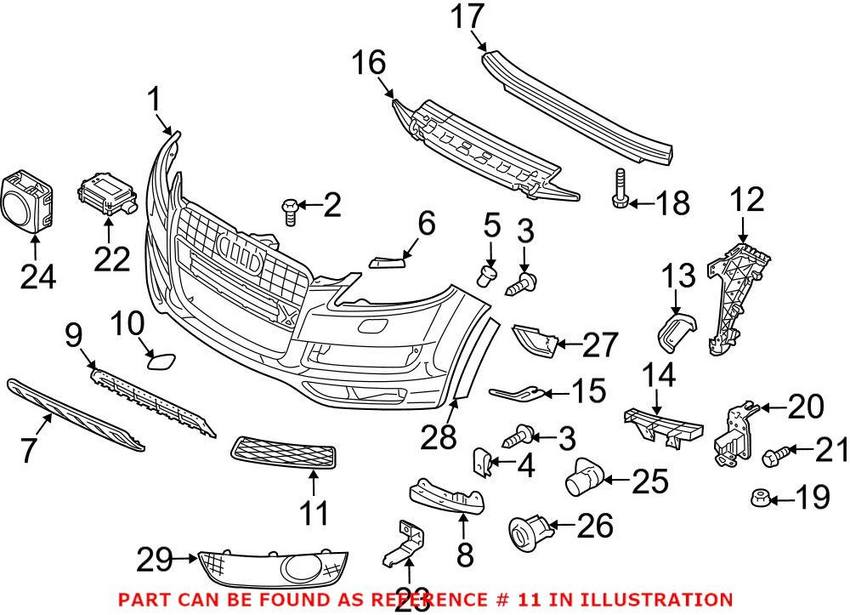 Audi Grille – Front Driver Side Lower 4L0807697B01C