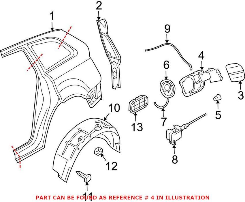 Audi Fuel Filler Door Bracket 4L0809857B