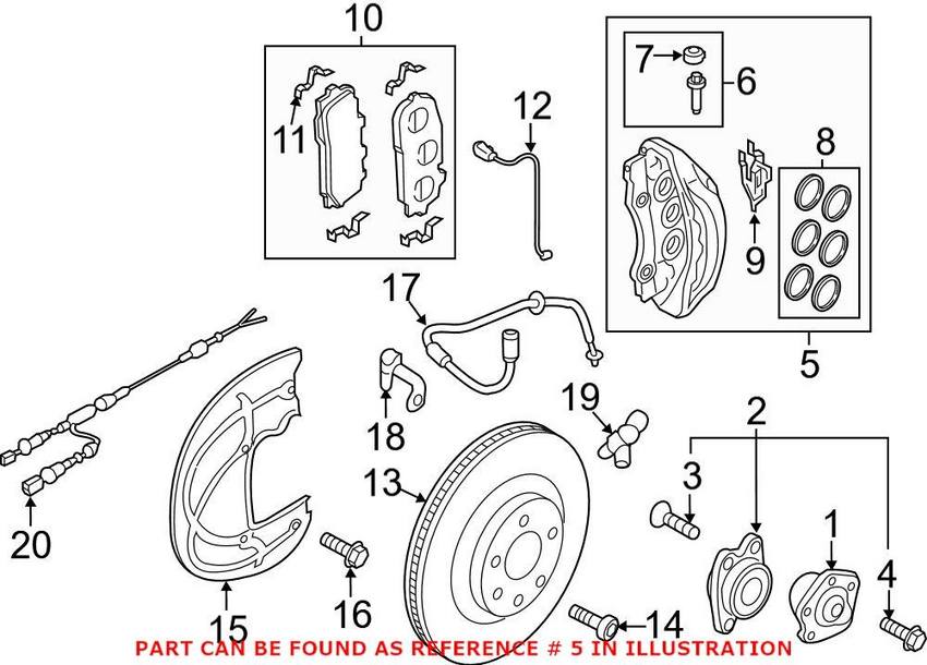 Audi Disc Brake Caliper – Front Passenger Side 4M0615108H