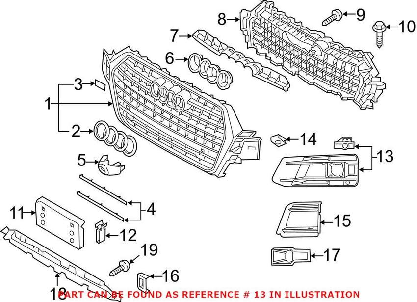 Audi Grille – Front Passenger Side 4M0807682AAEFA